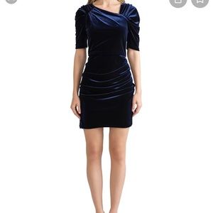 Shoshanna Allen Rutched Stretch Velvet Dress